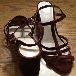 Loeffler Randall Burgundy Velvet Strappy Mid-Heels